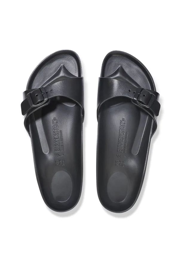 Birkenstock - BIRKENSTOCK Madrid EVA Black Klapki damskie. Okazja: na co dzień, na plażę. Kolor: czarny. Materiał: materiał. Sezon: lato. Styl: elegancki, casual