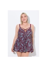 ULLA POPKEN - Damski Strój kąpielowy dżungla miękkie miseczki fiszbiny z recyklingu. Kolekcja: plus size. Kolor: niebieski. Materiał: elastan, poliamid, materiał