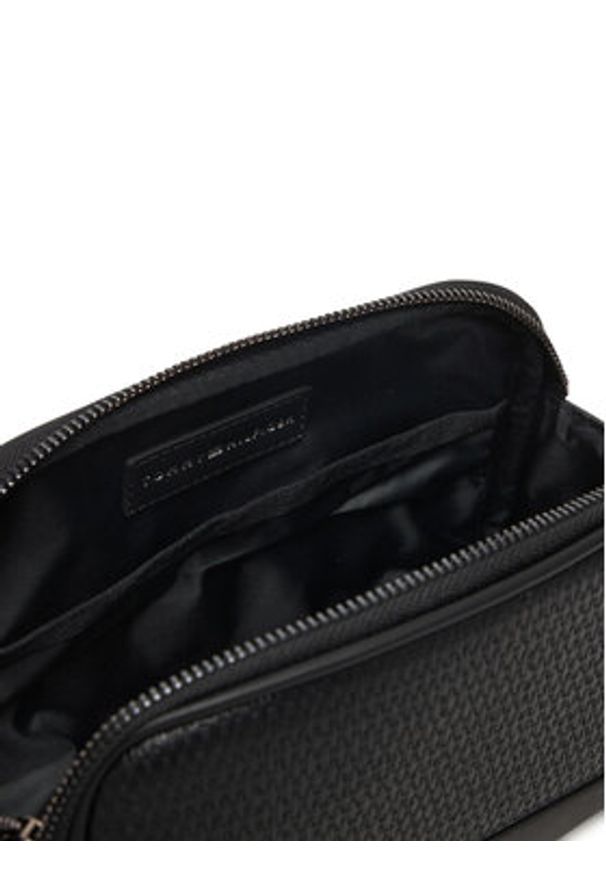TOMMY HILFIGER - Tommy Hilfiger Kosmetyczka Metal Logo Woven Washbag AM0AM14098 Czarny. Kolor: czarny. Materiał: skóra