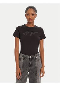 Hugo - HUGO T-Shirt Deloris 50532137 Czarny Regular Fit. Kolor: czarny. Materiał: bawełna #1