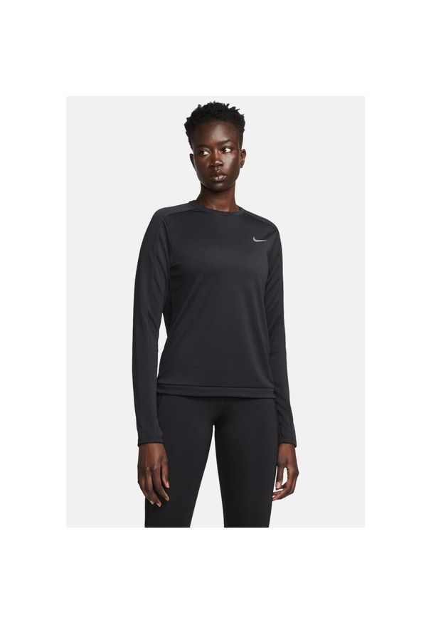 Koszulka treningowa damska Nike Pacer Crew. Kolor: czarny. Długość rękawa: długi rękaw. Długość: długie. Sport: bieganie