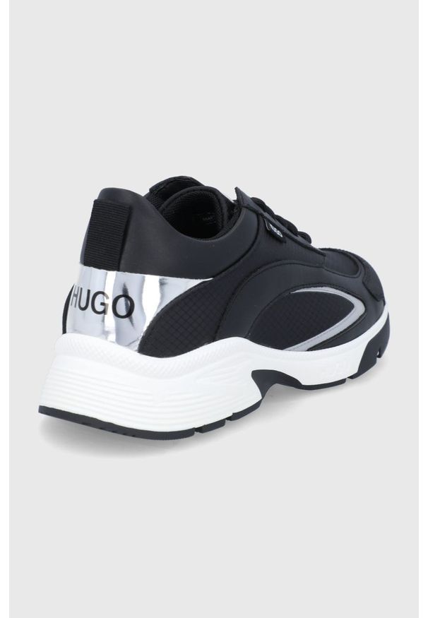 Hugo Buty kolor czarny na platformie. Nosek buta: okrągły. Zapięcie: sznurówki. Kolor: czarny. Materiał: guma. Obcas: na platformie