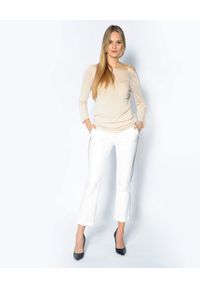 CRISTINAEFFE MILANO - Spodnie z lampasami. Stan: podwyższony. Kolor: biały. Materiał: materiał #5