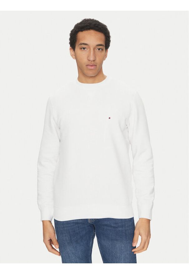 TOMMY HILFIGER - Tommy Hilfiger Bluza Essential MW0MW37232 Biały Regular Fit. Kolor: biały. Materiał: bawełna