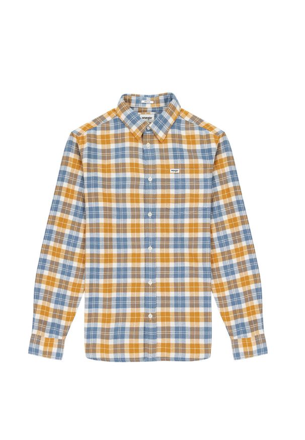 Wrangler - WRANGLER 1 POCKET SHIRT MĘSKA KOSZULA Z DŁUGIM RĘKAWEM W KRATĘ KRATA CAPTAINS BLUE W5A2B384Z. Długość rękawa: długi rękaw. Długość: długie