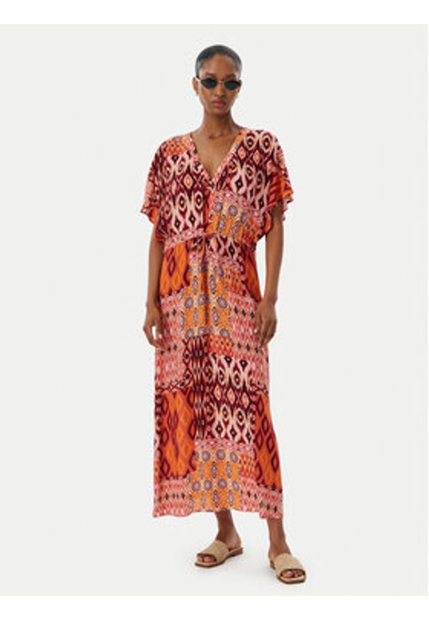 Vero Moda Sukienka codzienna Menny 10303701 Pomarańczowy Regular Fit. Okazja: na co dzień. Kolor: pomarańczowy. Materiał: wiskoza. Typ sukienki: proste. Styl: casual
