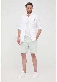 Polo Ralph Lauren koszula bawełniana męska kolor biały regular z kołnierzykiem button-down. Typ kołnierza: polo, button down. Kolor: biały. Materiał: bawełna. Wzór: aplikacja