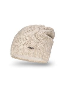 Zimowa czapka damska PaMaMi - Beżowy. Kolor: beżowy. Materiał: poliamid, akryl. Sezon: zima #1