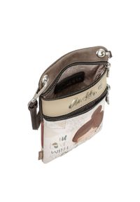 Torebka damska Anekke, z dekoracyjnym nadrukiem i metalowym logo zapinana na suwak wyposażona w dwie praktyczne kieszenie z przodu oraz regulowany pa. Kolor: beżowy. Wzór: nadruk. Styl: casual, elegancki, klasyczny. Rodzaj torebki: na ramię #5