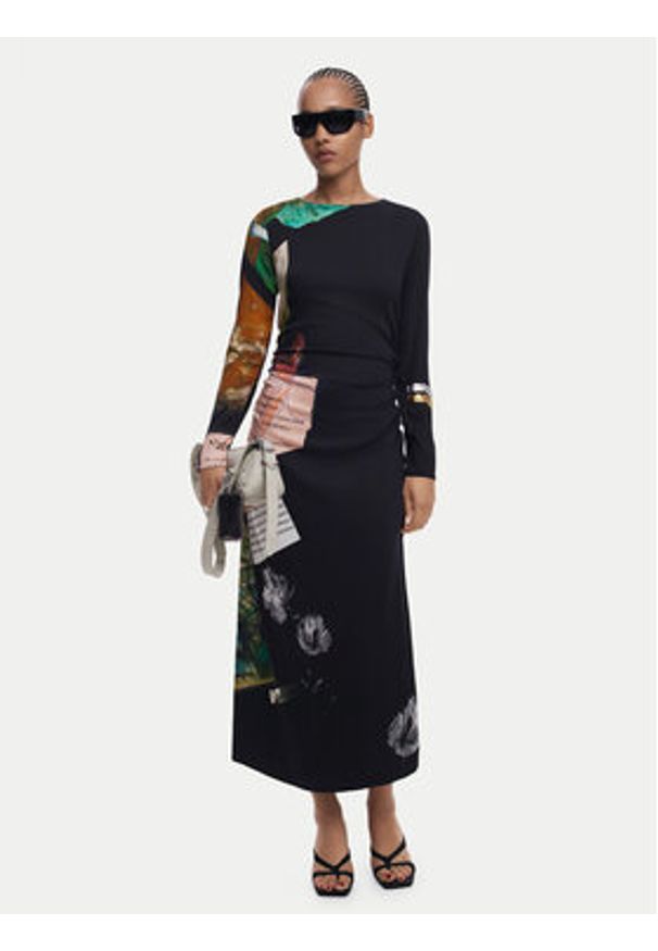 Desigual Sukienka codzienna Fiona 25WWVW08 Czarny Slim Fit. Okazja: na co dzień. Kolor: czarny. Materiał: wiskoza. Typ sukienki: proste. Styl: casual