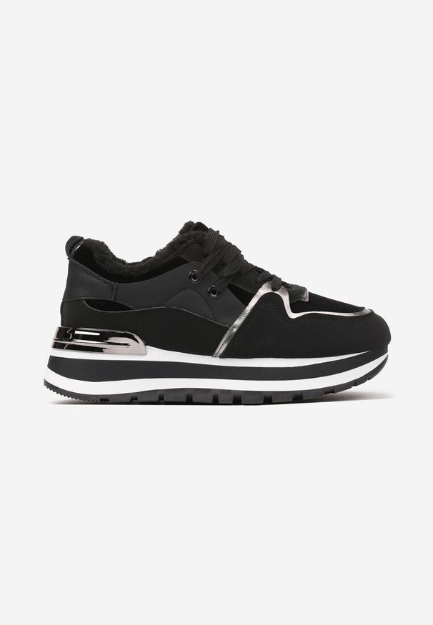 Renee - Czarne Sneakersy na Zimę z Futerkowym Ociepleniem Vertiste. Kolor: czarny. Materiał: jeans. Wzór: ze splotem. Sezon: zima