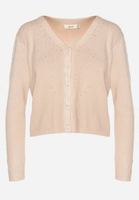 Born2be - Beżowy Rozpinany Kardigan z Wiskozą Edamira. Okazja: na co dzień. Kolor: beżowy. Materiał: wiskoza. Styl: wizytowy, elegancki, casual #5