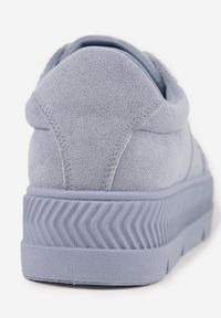 Born2be - Niebieskie Sneakersy na Grubej Podeszwie z Tłoczeniami Try to Forget. Okazja: na co dzień, do pracy. Kolor: niebieski. Materiał: jeans, materiał #5