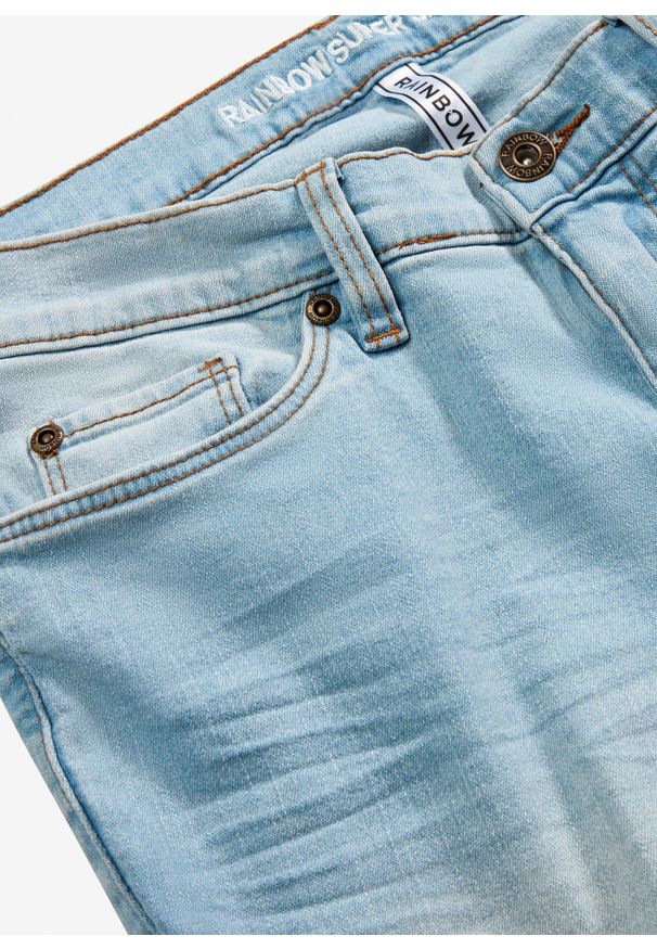 bonprix - Dżinsy Skinny, mid waist, krótsze nogawki. Kolor: niebieski. Długość: krótkie