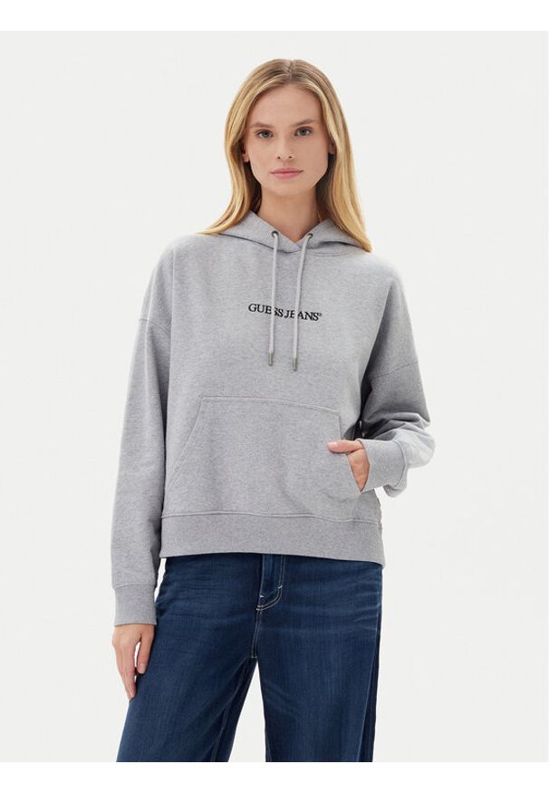 Guess Jeans Bluza W5RQ27 K68I4 Szary Oversize. Kolor: szary. Materiał: bawełna