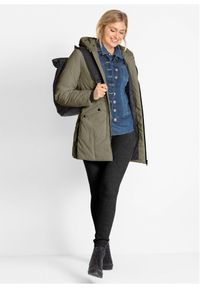 bonprix - Legginsy termiczne z paskiem w prążek. Kolor: czarny. Wzór: prążki #3