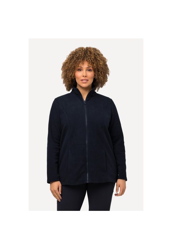 ULLA POPKEN - Damskie Bluza polarowa system modułowy do wpinania z recyklingu. Kolekcja: plus size. Kolor: niebieski. Materiał: poliester, materiał