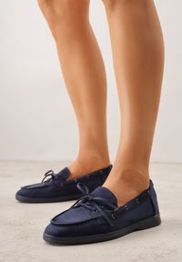 Born2be - Niebieskie Mokasyny Ozdobione Wiązaniem Fyrelerris. Okazja: na co dzień. Kolor: niebieski. Materiał: jeans. Wzór: aplikacja. Styl: klasyczny, casual #9