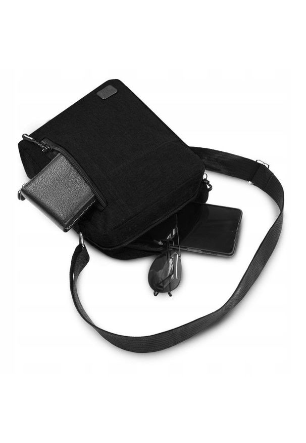Męska, Materiałowa Torebka, Saszetka, Listonoszka - Pako Jeans - Czarna. Kolor: czarny. Materiał: poliester