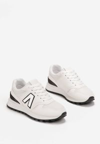 Born2be - Białe Sneakersy przed Kostkę z Ozdobnymi Przeszyciami Evecca. Wysokość cholewki: przed kostkę. Kolor: biały #4