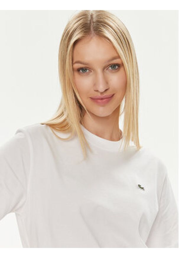 Lacoste T-Shirt TF7215 Biały Loose Fit. Kolor: biały. Materiał: bawełna