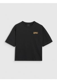 4f - 4F T-shirt oversize z nadrukiem damski - różowy S. Okazja: na co dzień. Kolor: czarny. Materiał: jersey, tkanina, dzianina, bawełna, materiał. Długość rękawa: krótki rękaw. Długość: krótkie. Wzór: nadruk. Sezon: lato. Styl: sportowy, klasyczny, casual