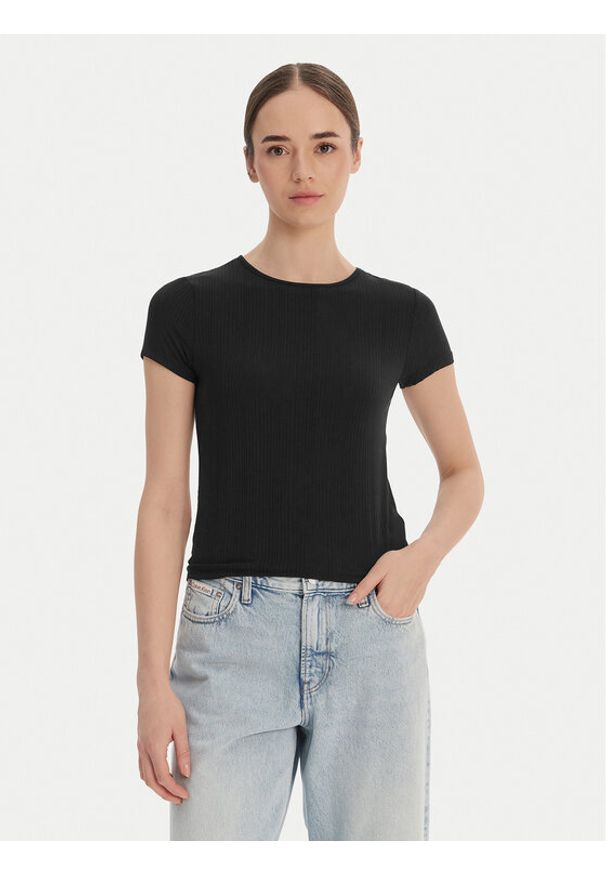 Calvin Klein T-Shirt LV00QS7618 Czarny Slim Fit. Kolor: czarny