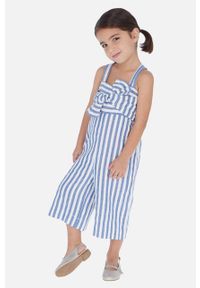 Mayoral - Kombinezon dziecięcy 104-134 cm. Kolor: niebieski. Materiał: tkanina, len, wiskoza, bawełna. Długość rękawa: na ramiączkach #1