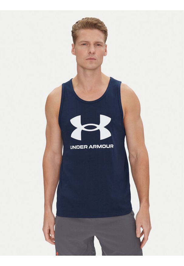Under Armour Tank top Ua Sportstyle Logo Tank 1382883 Granatowy Loose Fit. Kolor: niebieski. Materiał: bawełna