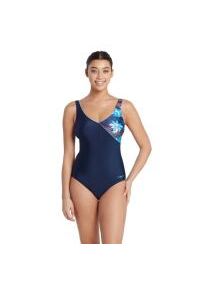 ZOGGS - Strój Kąpielowy Zoggs Lotus Front Crossover – Rozmiar 34. Kolor: niebieski. Wzór: kwiaty #1