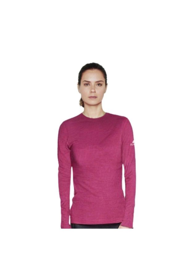FJORK MERINO - Koszulka z długim rękawem damska 100% wełny merynosów - Bjork 210. Kolor: różowy. Materiał: wełna. Długość rękawa: długi rękaw. Długość: długie