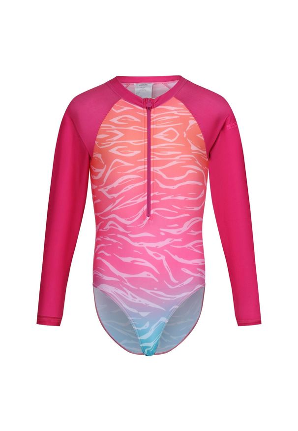 Regatta - Kostium kąpielowy dziecięcy Long Sleeve. Kolor: różowy. Materiał: poliester, elastan