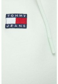 Tommy Jeans bluza bawełniana damska kolor zielony z kapturem gładka. Typ kołnierza: kaptur. Kolor: zielony. Materiał: bawełna. Wzór: gładki #5