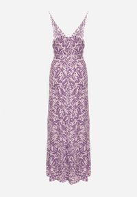 Born2be - Fioletowa Sukienka z Wiskozy na Ramiączkach z Gumką w Pasie i Materiałowym Paskiem Stralia. Okazja: na co dzień. Kolor: fioletowy. Materiał: wiskoza, materiał. Długość rękawa: na ramiączkach. Styl: elegancki, casual #7