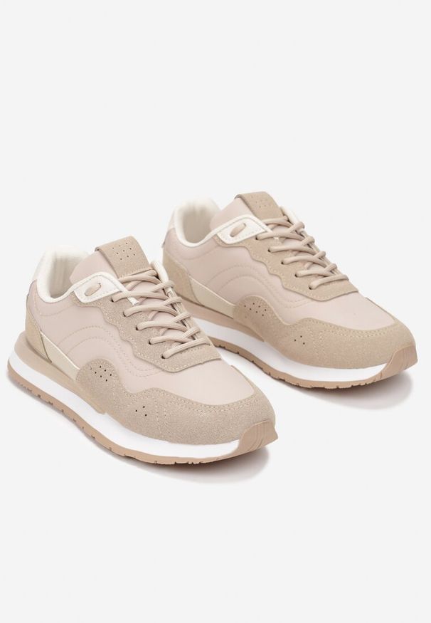 Born2be - Ciemnobeżowe Sneakersy na Piankowej Podeszwie Dejana. Kolor: beżowy