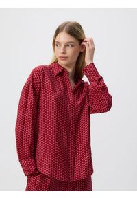 Reserved - Wzorzysta koszula z wiskozy - różowy. Kolor: różowy. Materiał: wiskoza