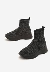 Born2be - Czarne Sneakersy Rednal. Wysokość cholewki: za kostkę. Zapięcie: bez zapięcia. Kolor: czarny. Materiał: materiał. Szerokość cholewki: normalna. Wzór: melanż #3