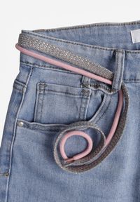 Renee - Niebieskie Jeansy Szerokie z Bawełną High Waist Ozdobione Wiązanym Sznurkiem Neviolla. Okazja: na co dzień. Stan: podwyższony. Kolor: niebieski. Wzór: aplikacja. Styl: casual #6