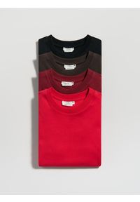 Reserved - T-shirt z bawełny merceryzowanej - czerwony. Kolor: czerwony. Materiał: bawełna