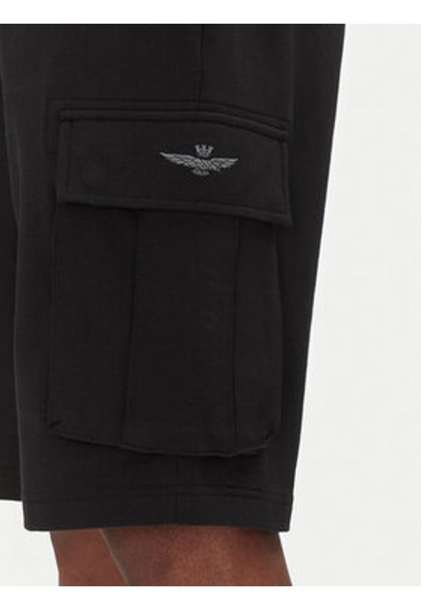 Aeronautica Militare Szorty sportowe 251BF025F459 Czarny Regular Fit. Kolor: czarny. Materiał: bawełna. Styl: sportowy