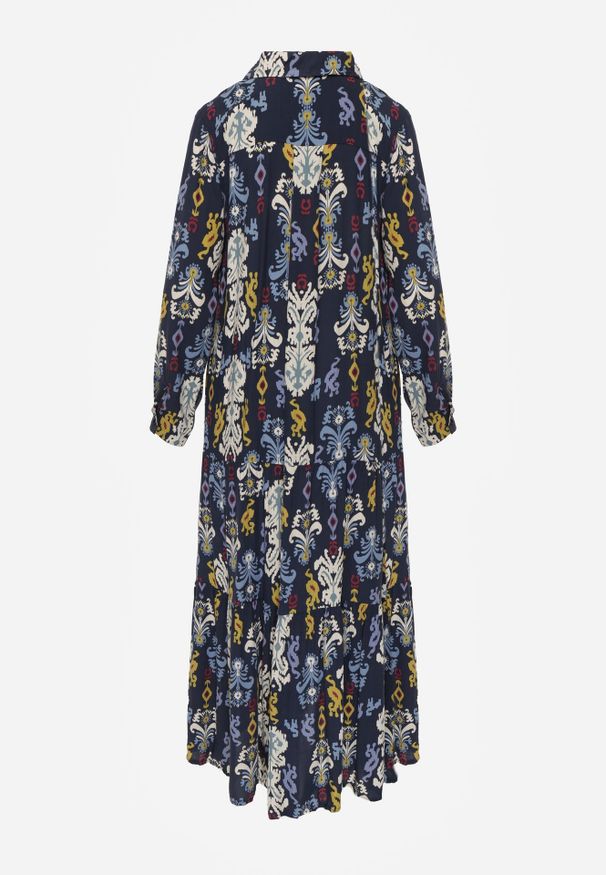 Born2be - Granatowa Sukienka Koszulowa Rozkloszowana Delirime. Okazja: na co dzień. Kolor: niebieski. Typ sukienki: koszulowe. Styl: casual, elegancki