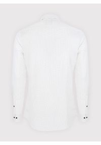 Pako Lorente - PAKO LORENTE – Biała koszula w granatowo-beżowy mikrowzór. Kolor: beżowy, biały, niebieski, wielokolorowy. Materiał: bawełna, elastan #3