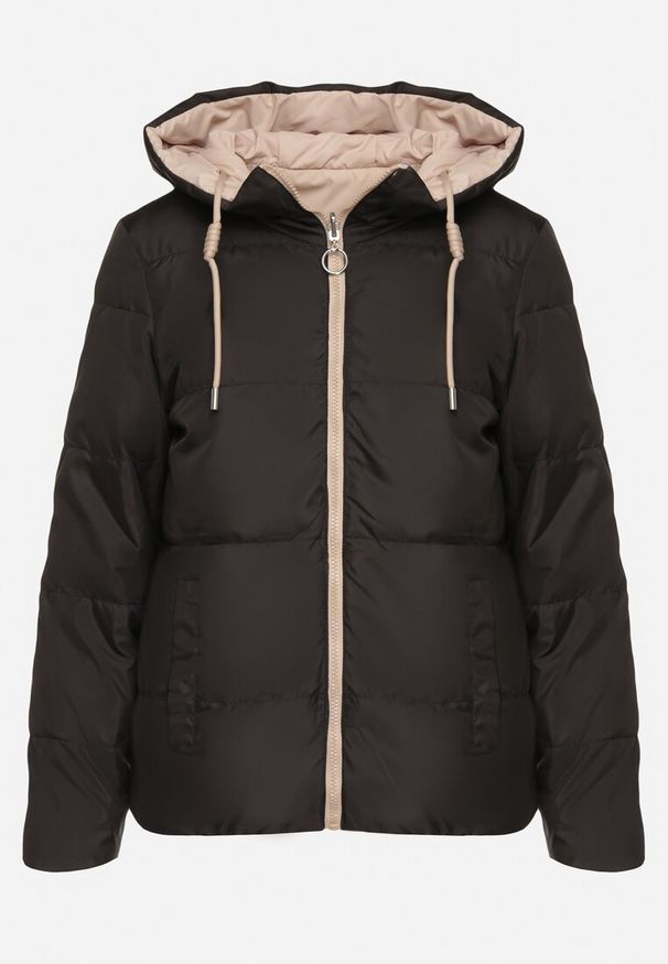 Born2be - Czarna Dwustronna Kurtka Pikowana Ozdobiona Sznurkami Mivvena. Okazja: na co dzień. Kolor: czarny. Materiał: jeans. Długość rękawa: długi rękaw. Długość: długie. Wzór: aplikacja. Styl: casual