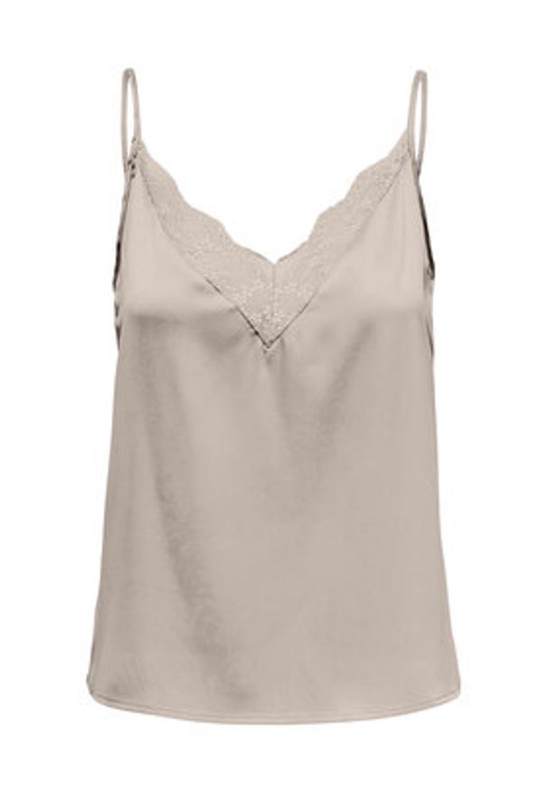 only - ONLY Top 15287104 Beżowy Regular Fit. Kolor: beżowy. Materiał: syntetyk