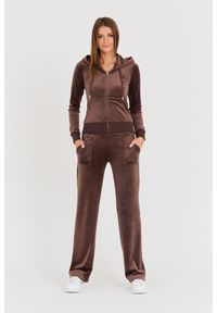 Juicy Couture - JUICY COUTURE Brązowe spodnie Del Ray Pocket Pant. Kolor: brązowy