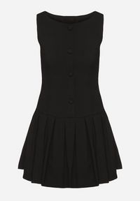 Born2be - Czarna Sukienka z Plisowanym Dołem Tunelia. Okazja: na co dzień. Kolor: czarny. Styl: klasyczny, casual, elegancki #7