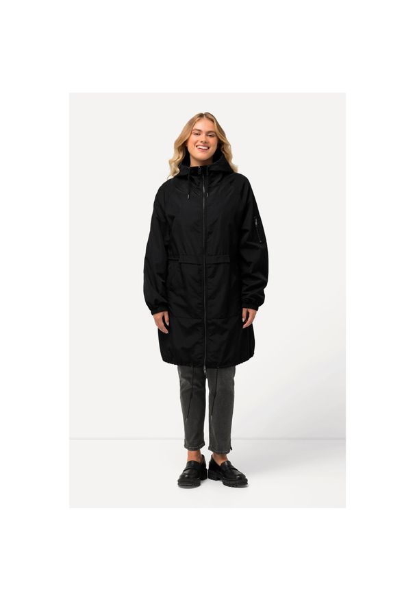 ULLA POPKEN - Damskie Kurtka wewnętrzny sznurek ściągający stójka dwukierunkowy zamek. Typ kołnierza: kołnierzyk stójkowy. Kolekcja: plus size. Kolor: czarny. Materiał: materiał, poliamid. Sport: turystyka piesza