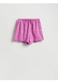 Reserved - Lniane szorty - fioletowy. Kolor: fioletowy. Materiał: len