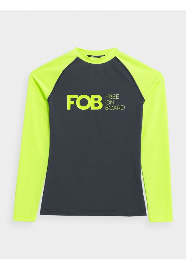 4f - 4F Longsleeve do pływania z filtrem UV dziecięcy 128 (7-8 lat). Kolor: żółty. Materiał: dzianina, skóra. Długość rękawa: długi rękaw. Sezon: lato