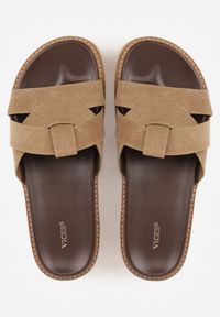 Renee - Beżowe Klapki VICES z Geometryczną Cholewką Lorazeiros. Okazja: na co dzień. Kolor: beżowy. Materiał: jeans. Wzór: geometria. Sezon: lato. Obcas: na płaskiej podeszwie. Styl: casual #7